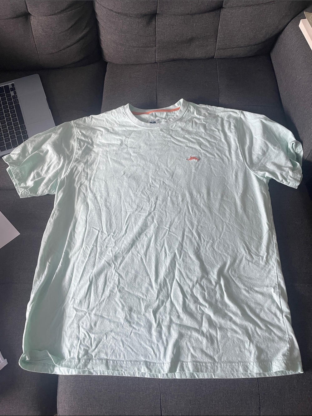 Men's Light Mint Short-Sleeve Crew Tee with Subtle Chest Logo NWOT